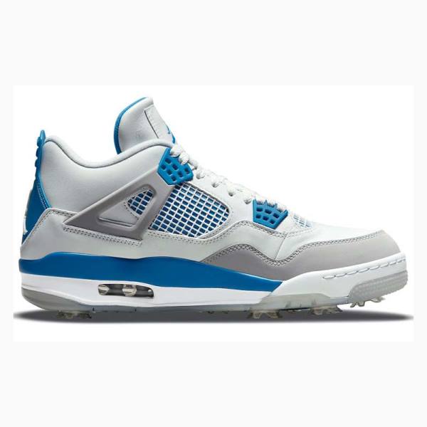 White / Blue Nike Golf Military Basketball Shoes Men's Air Jordan 4 | JD-698UD