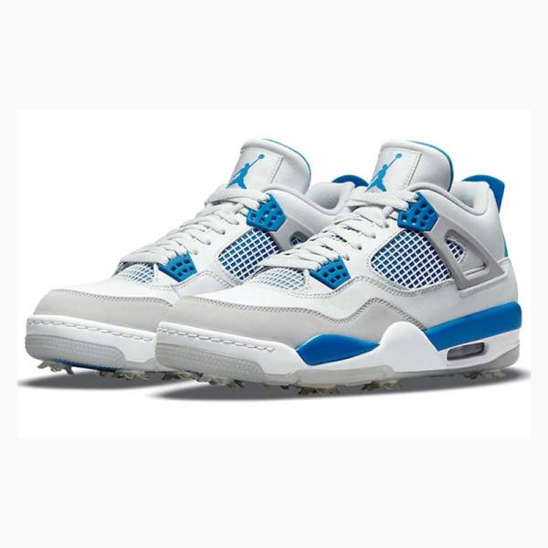 White / Blue Nike Golf Military Basketball Shoes Men's Air Jordan 4 | JD-698UD