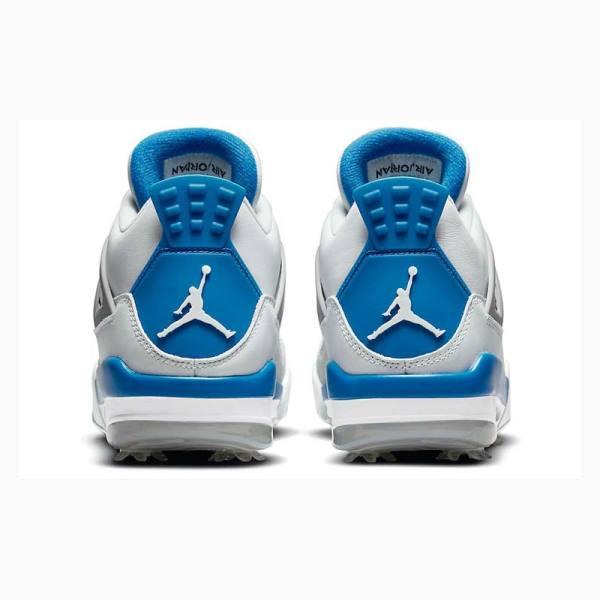 White / Blue Nike Golf Military Basketball Shoes Men's Air Jordan 4 | JD-698UD