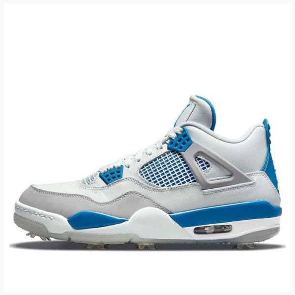 White / Blue Nike Golf Military Basketball Shoes Men\'s Air Jordan 4 | JD-698UD