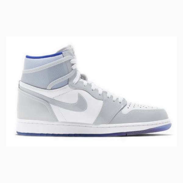 White / Blue Nike HI Zoom Air Racer Basketball Shoes Men's Air Jordan 1 | JD-039LF