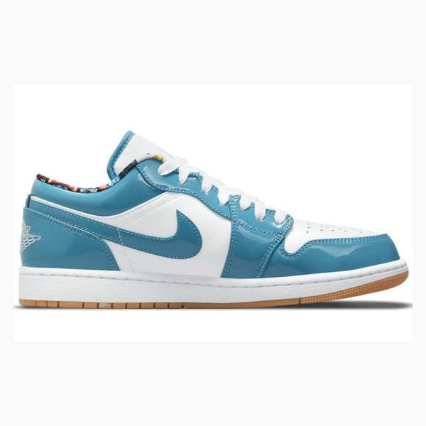 White / Blue Nike Low Barcelona Cyber Teal Sneakers Men's Air Jordan 1 | JD-687SF