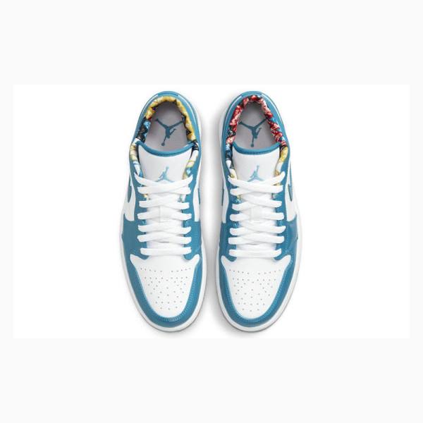 White / Blue Nike Low Barcelona Cyber Teal Sneakers Men's Air Jordan 1 | JD-687SF