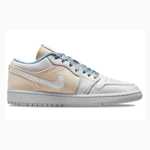 White / Blue Nike Low SE Canvas Sneakers Women's Air Jordan 1 | JD-945JI