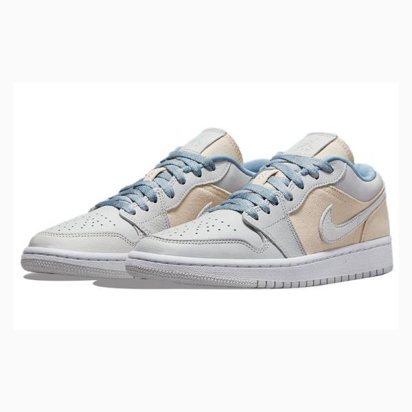 White / Blue Nike Low SE Canvas Sneakers Women's Air Jordan 1 | JD-945JI