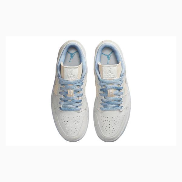 White / Blue Nike Low SE Canvas Sneakers Women's Air Jordan 1 | JD-945JI