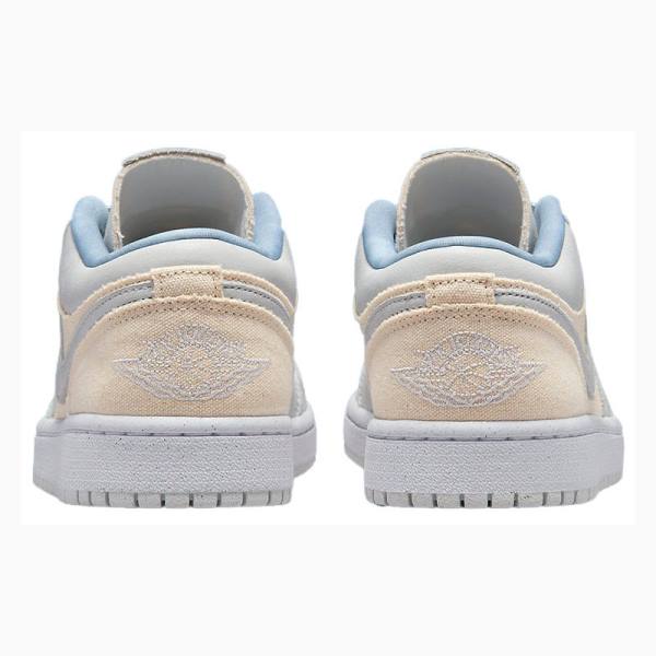 White / Blue Nike Low SE Canvas Sneakers Women's Air Jordan 1 | JD-945JI