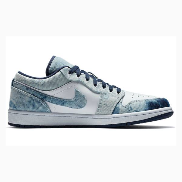 White / Blue Nike Low SE Washed Denim Sneakers Men's Air Jordan 1 | JD-756OX