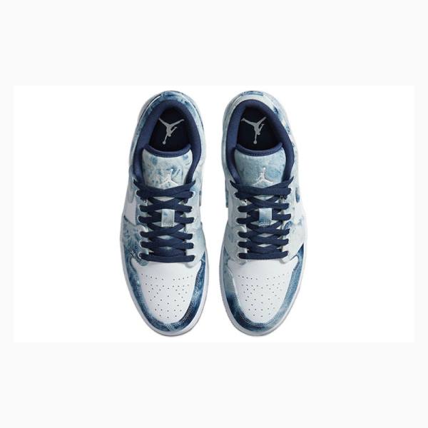 White / Blue Nike Low SE Washed Denim Sneakers Men's Air Jordan 1 | JD-756OX