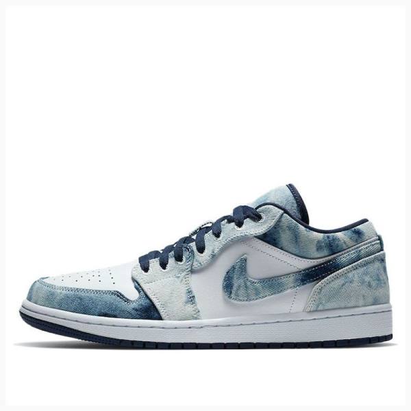 White / Blue Nike Low SE Washed Denim Sneakers Men\'s Air Jordan 1 | JD-756OX