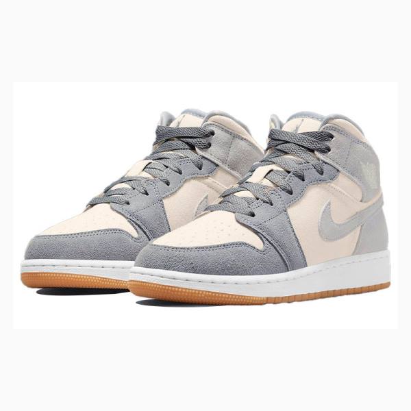 White / Blue Nike Mid SE Coconut Milk Basketball Shoes Men's Air Jordan 1 | JD-653RD