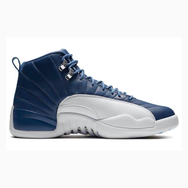 White / Blue Nike Retro Indigo Basketball Shoes Men's Air Jordan 12 | JD-462PW