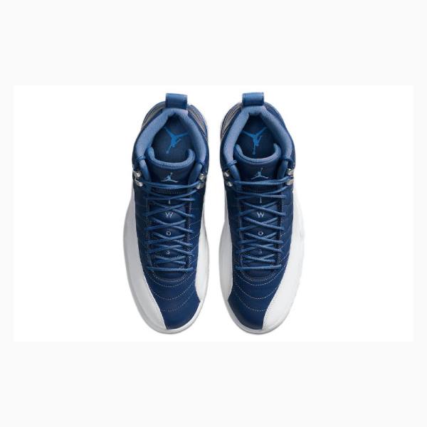 White / Blue Nike Retro Indigo Basketball Shoes Men's Air Jordan 12 | JD-462PW