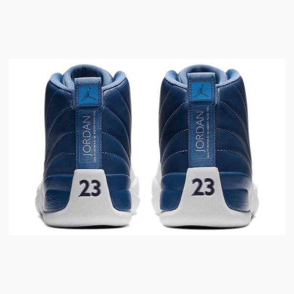 White / Blue Nike Retro Indigo Basketball Shoes Men's Air Jordan 12 | JD-462PW