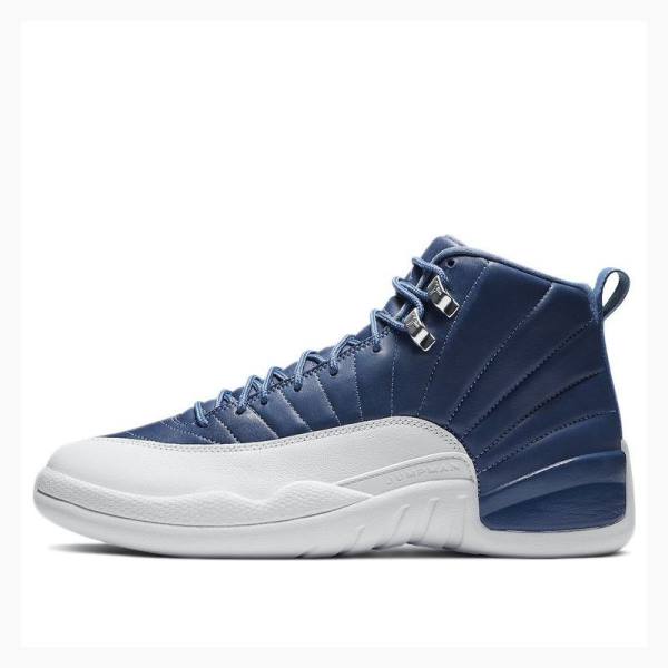 White / Blue Nike Retro Indigo Basketball Shoes Men\'s Air Jordan 12 | JD-462PW