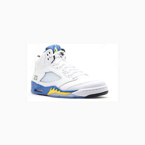 White / Blue Nike Retro Laney Basketball Shoes Men's Air Jordan 5 | JD-294HL