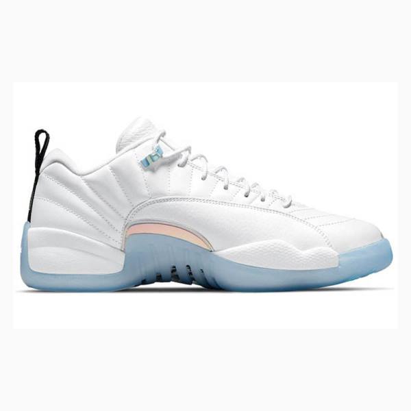 White / Blue Nike Retro Low Lagoon Pulse Easter Egg Sneakers Men's Air Jordan 12 | JD-748PT