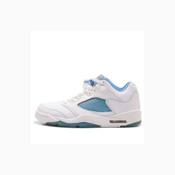 White / Blue Nike Retro Low \'UNC\' Sneakers Women\'s Air Jordan 5 | JD-704NH