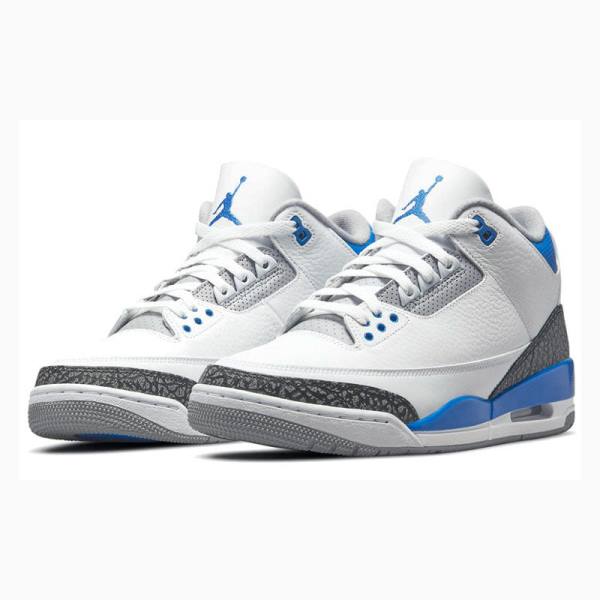 White / Blue Nike Retro Racer Basketball Shoes Men's Air Jordan 3 | JD-231ES