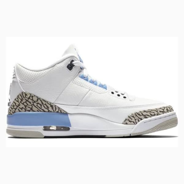 White / Blue Nike Retro UNC Basketball Shoes Men's Air Jordan 3 | JD-267LQ