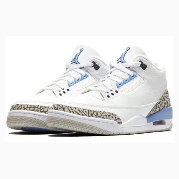 White / Blue Nike Retro UNC Basketball Shoes Men's Air Jordan 3 | JD-267LQ