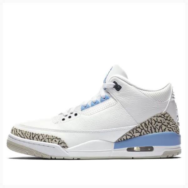 White / Blue Nike Retro UNC Basketball Shoes Men\'s Air Jordan 3 | JD-267LQ