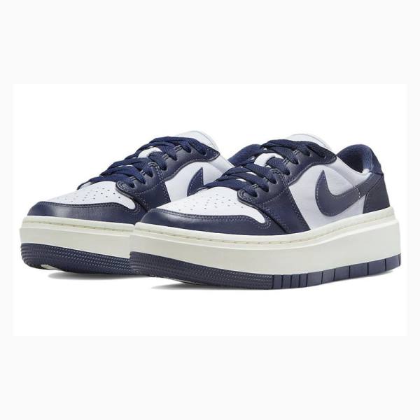 White / Blue Nike W Elevate Low Sneakers Women's Air Jordan 1 | JD-987LQ