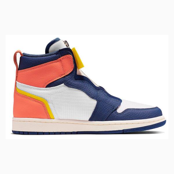 White / Blue / Orange Nike High Zip Sail Basketball Shoes Women's Air Jordan 1 | JD-347CA