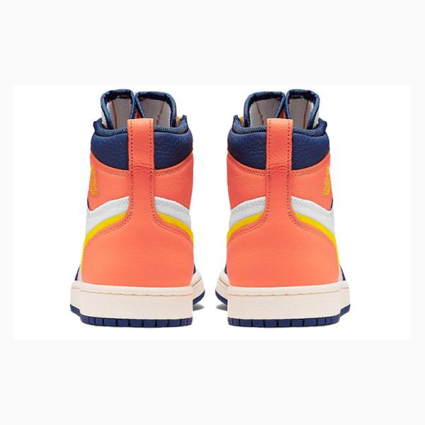 White / Blue / Orange Nike High Zip Sail Basketball Shoes Women's Air Jordan 1 | JD-347CA