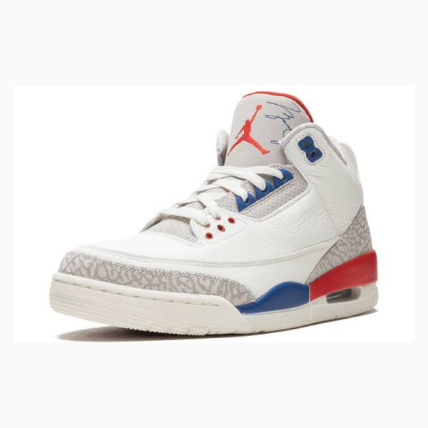 White / Blue / Red Nike Retro Charity Game Basketball Shoes Men's Air Jordan 3 | JD-483NT