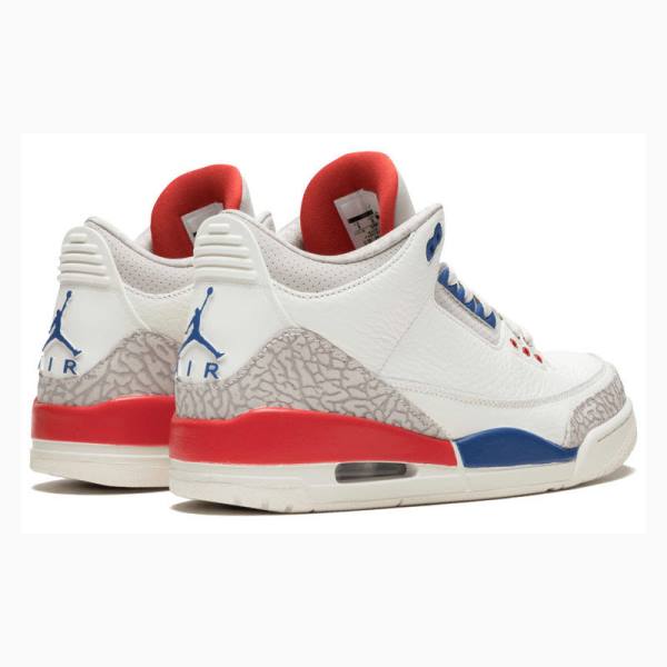 White / Blue / Red Nike Retro Charity Game Basketball Shoes Men's Air Jordan 3 | JD-483NT