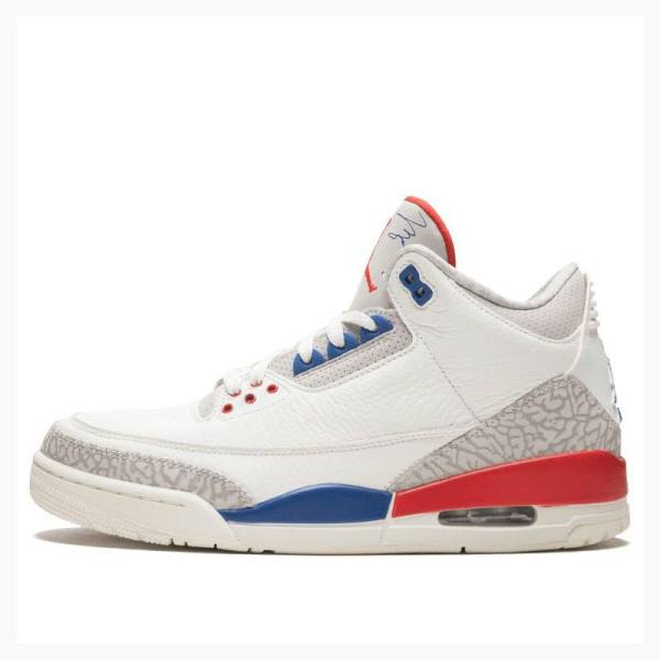 White / Blue / Red Nike Retro Charity Game Basketball Shoes Men\'s Air Jordan 3 | JD-483NT