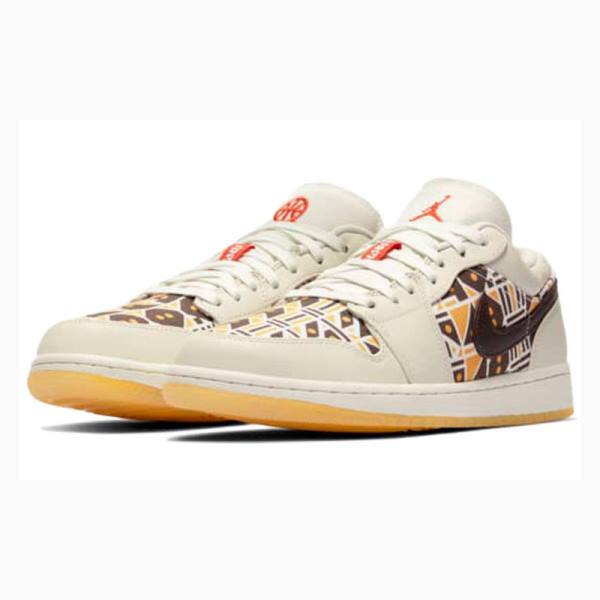 White / Brown Nike Low Quai 54 Sneakers Men's Air Jordan 1 | JD-140LU