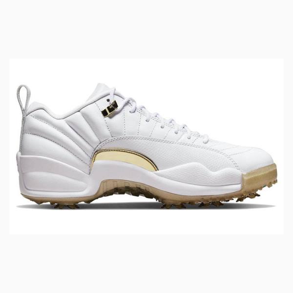 White / Gold Nike Low Golf NRG M22 Metallic Sneakers Men's Air Jordan 12 | JD-829YQ