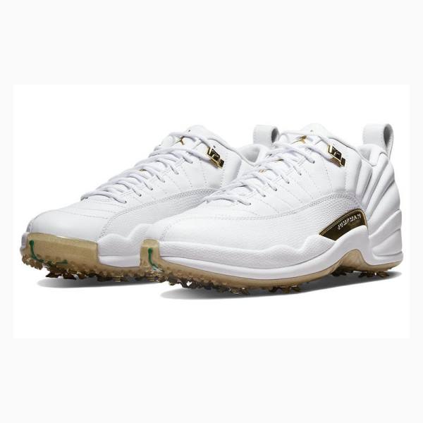 White / Gold Nike Low Golf NRG M22 Metallic Sneakers Men's Air Jordan 12 | JD-829YQ