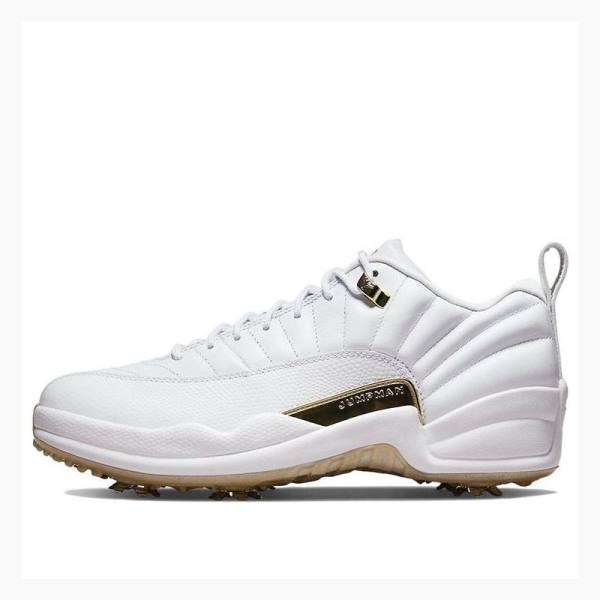 White / Gold Nike Low Golf NRG M22 Metallic Sneakers Men\'s Air Jordan 12 | JD-829YQ