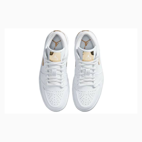 White / Gold Nike Low SE Metallic Sneakers Women's Air Jordan 1 | JD-769UG