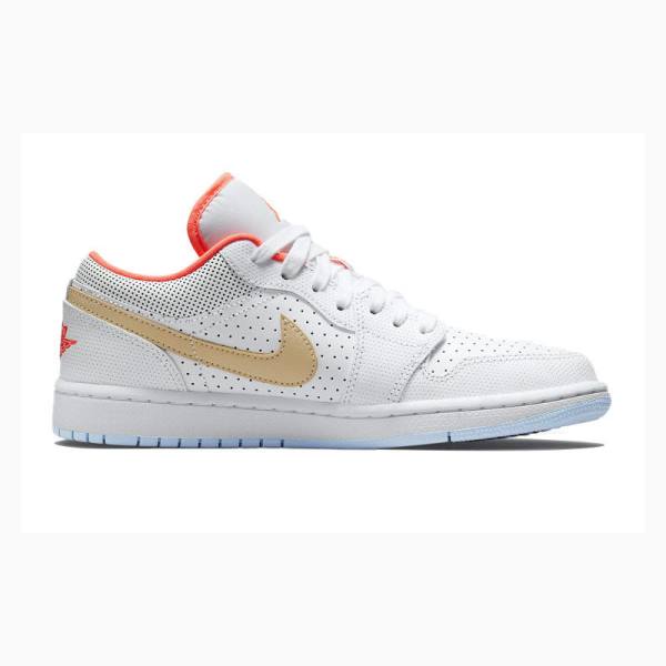 White / Gold Nike Low SE 'White Sesame' Sneakers Women's Air Jordan 1 | JD-120UE