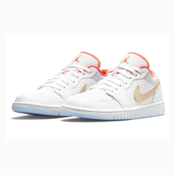 White / Gold Nike Low SE 'White Sesame' Sneakers Women's Air Jordan 1 | JD-120UE