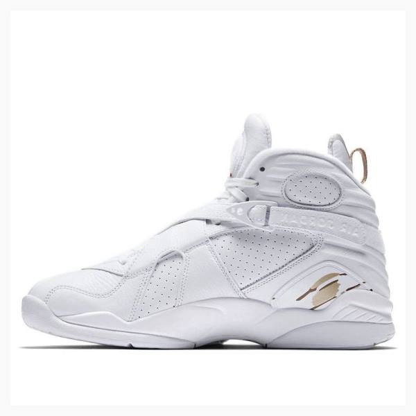 White / Gold Nike Retro OVO Metallic Basketball Shoes Men\'s Air Jordan 8 | JD-641DE