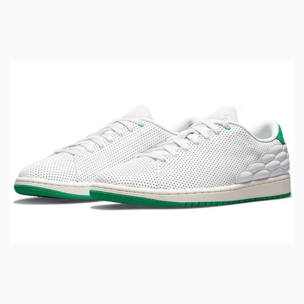 White / Green Nike Centre Court Basketball Shoes Men's Air Jordan 1 | JD-387BT