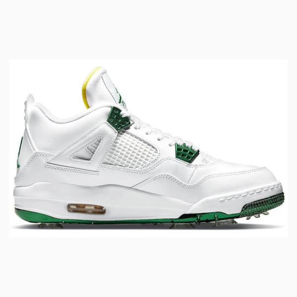 White / Green Nike Golf Metallic Basketball Shoes Men's Air Jordan 4 | JD-593AU