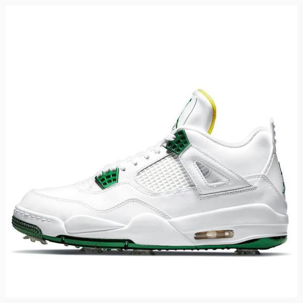 White / Green Nike Golf Metallic Basketball Shoes Men\'s Air Jordan 4 | JD-593AU