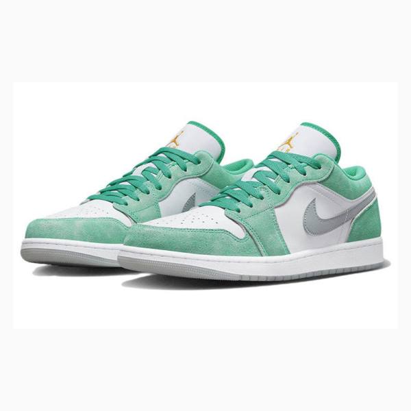 White / Green Nike Low SE New Emerald Sneakers Men's Air Jordan 1 | JD-194QF