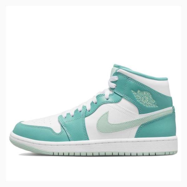 White / Green Nike Mid Marine Basketball Shoes Women\'s Air Jordan 1 | JD-952OH