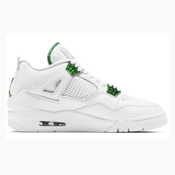 White / Green Nike Retro Metallic Pack Basketball Shoes Men's Air Jordan 4 | JD-691EA