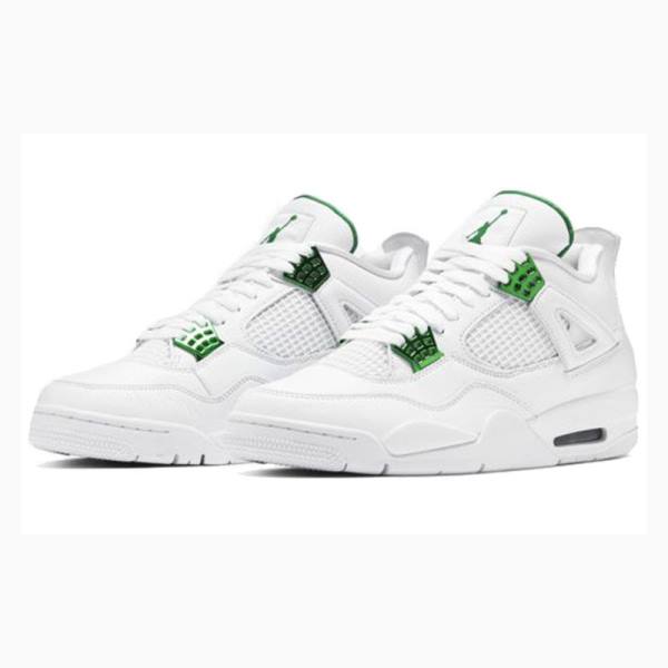 White / Green Nike Retro Metallic Pack Basketball Shoes Men's Air Jordan 4 | JD-691EA