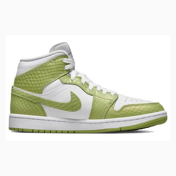 White / Green Nike wmns Mid SE V2 Python Basketball Shoes Women's Air Jordan 1 | JD-908RX