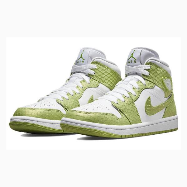 White / Green Nike wmns Mid SE V2 Python Basketball Shoes Women's Air Jordan 1 | JD-908RX