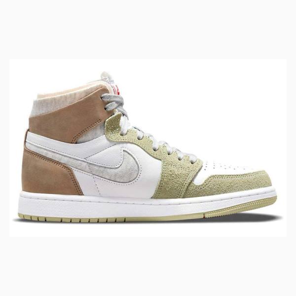 White / Grey / Brown Nike Zoom Air CMFT Aura Basketball Shoes Women's Air Jordan 1 | JD-403KR